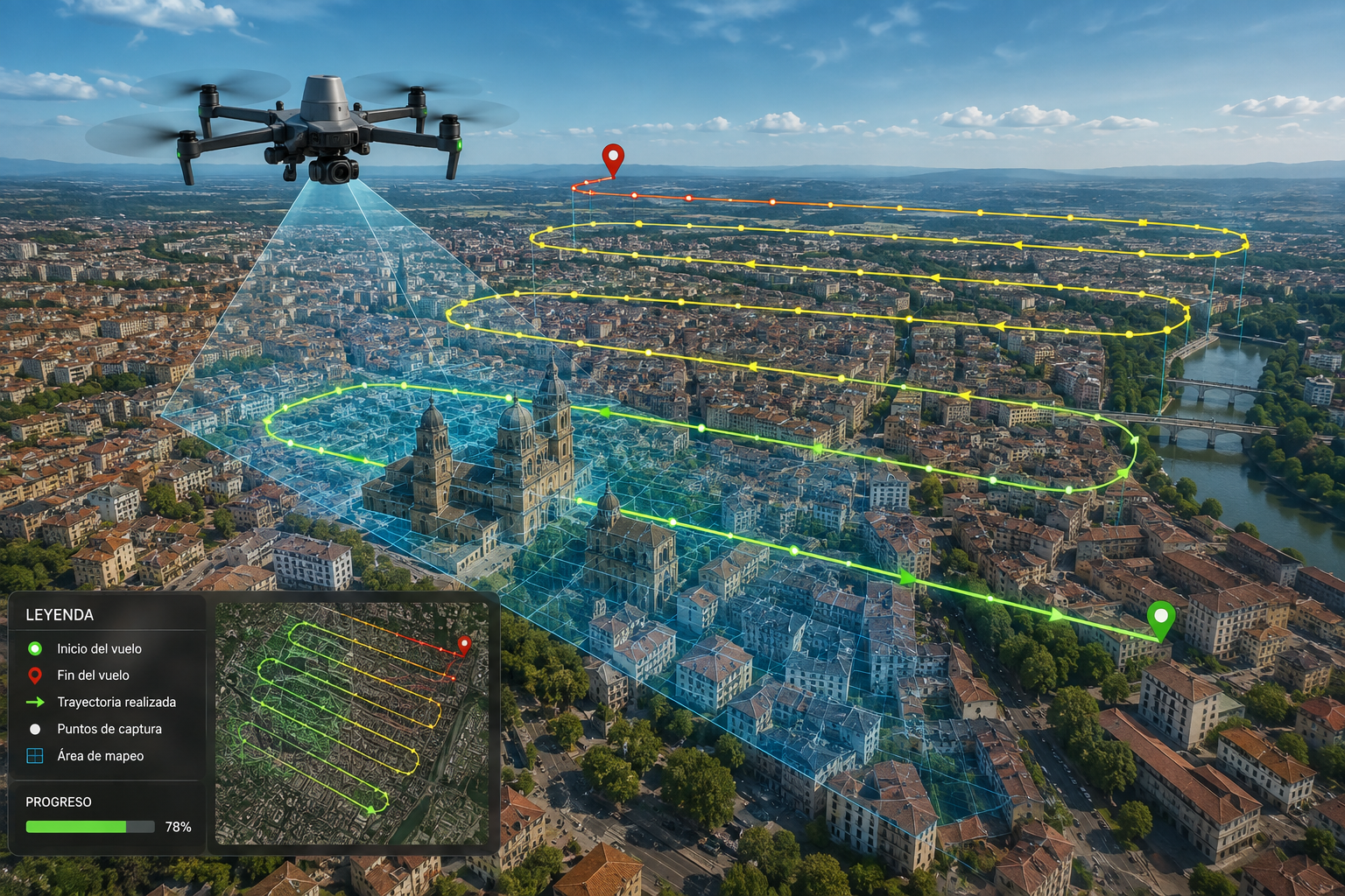 Curso fotogrametría con drones en ciudad